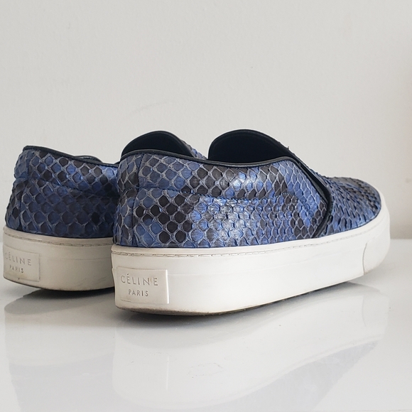 Celine Shoes - Celine Blue Snakeskin Slip-on Sneakers - Phoebe Philo Era Classics - Rare